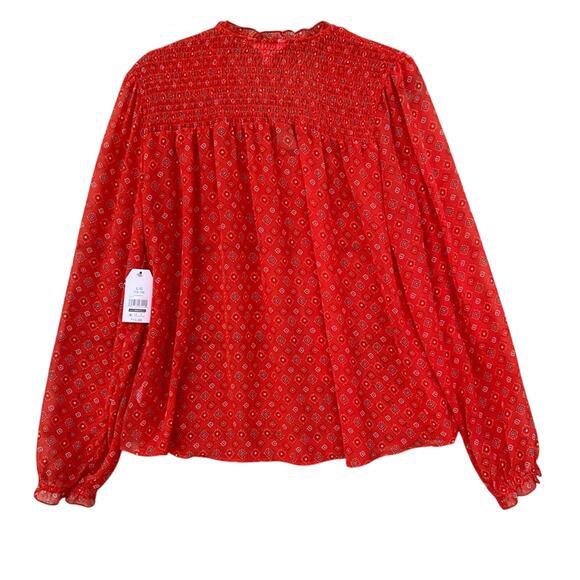 NWT New Time & Tru Womens Large Button Up Front Tie Long Sleeve Sheer Blouse - Picture 2 of 5